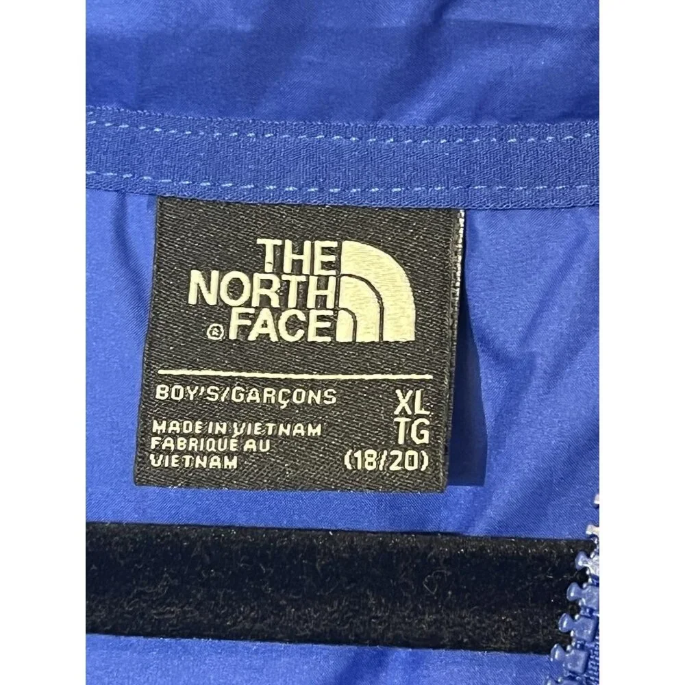 The North Face Blue Black Quilted Fleece Hooded Jacket Young Men Boy 18-20 Sz XL